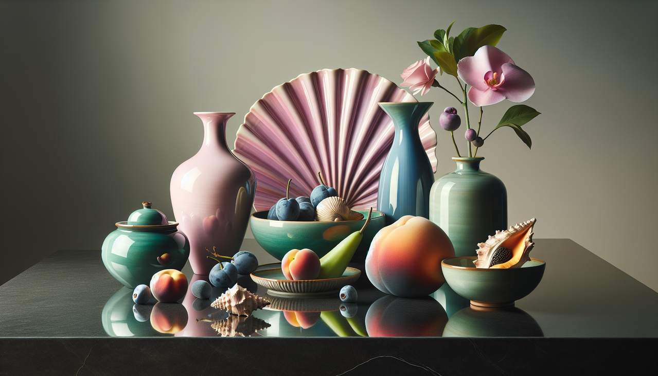 Composition de couleurs en P sur table noire.