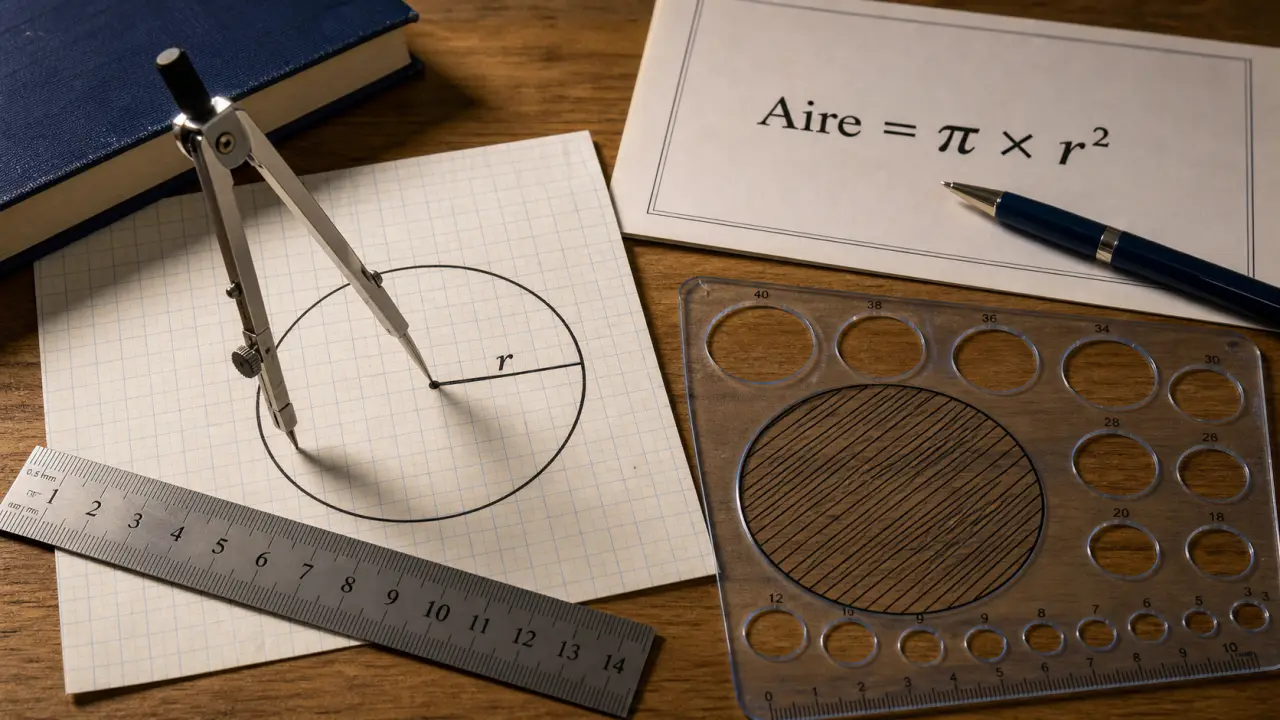 Cercle avec son rayon et son diamètre pour illustrer le calcul du périmètre