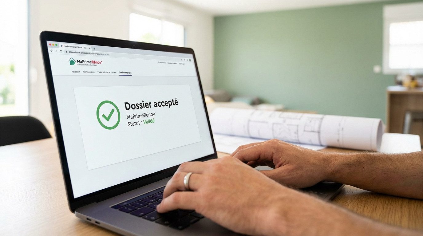 Écran d'ordinateur affichant le suivi d'un dossier administratif en ligne